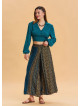 Elasticated Waistband with Slit Detail  Petrol Blue Wide Leg Trousers 4840